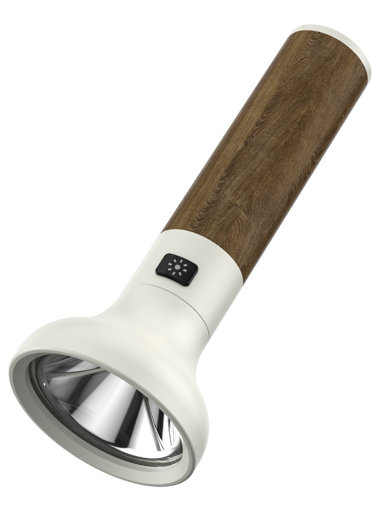 Nuevo grano de madera de aleación de aluminio transfronterizo luz fuerte linterna de largo alcance USB recargable batería incorporada linterna LED de mano