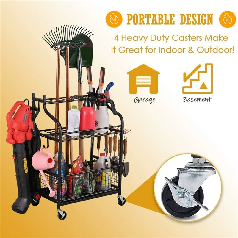 Garden tool storage rack with wheels Power tool storage box Tool bracket Organizing storage rack storage rack