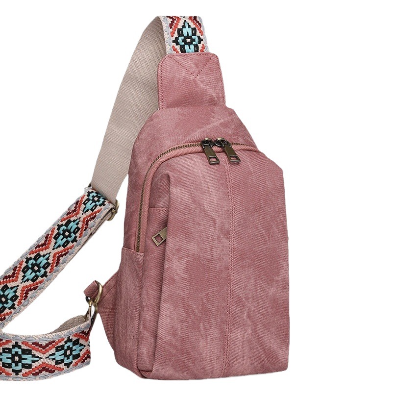 Bolso de pecho de ocio transfronterizo Bolso de viaje al aire libre retro para mujer Bolso de mensajero con correa de hombro ancha Bolso de pecho para mujer Riñonera al por mayor