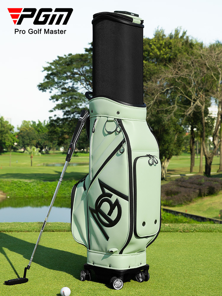 Túi golf PGM vỏ cứng bốn bánh đẩy phẳng, kích thước 127x25x38 cm, chất liệu da siêu mềm cao cấp — QB153-Màu đen, QB153-Màu be, QB153-Màu xanh lá cây, QB153-Màu hồng