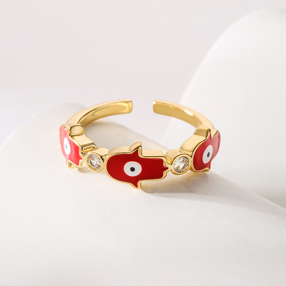 Fashion Glasses Copper Inlay Zircon Open Ring 1 Piece