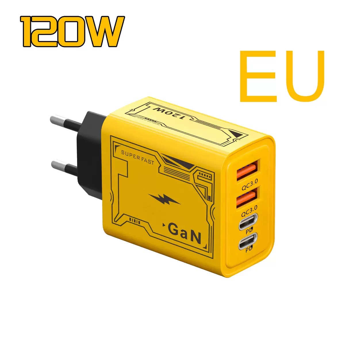 Cable de datos tres en uno de carga flash de doble motor de nitruro de galio Mecha para Apple Huawei Android Honor Xiaomi Car