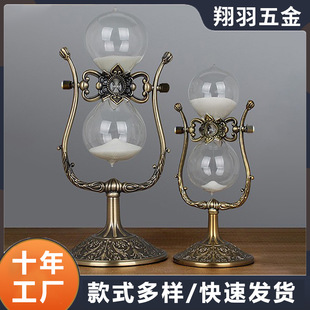 European U-shaped bronze glass time hourglass timer personalized creative office metal decoration wholesale