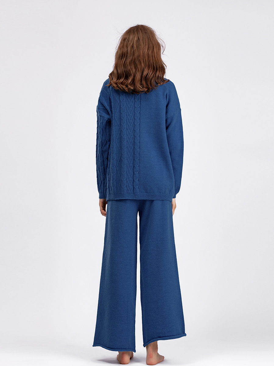 Damenbekleidung Herbst und Winter große Größe Rollkragenanzug Mode neue sanfte faule Stil Pullover zweiteiliges Set einfarbig gestrickt_voghion.com