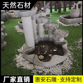 石雕水钵流水池喷泉花盆缸景观日式黑山石钵现代禅意庭院造景摆件