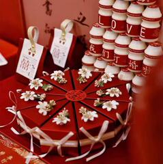 2025新型ケーキ箱結婚喜糖箱喜糖袋中国式高颜値森系セット婚約置物