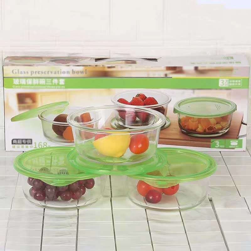 Presión negativa fresco-mantenimiento cuenco tazón de vidrio refrigerador sellado tazón de regalo tazón conjunto caja de regalo apertura actividad regalo al por mayor