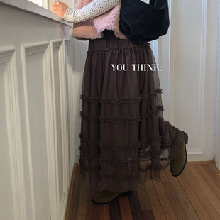 you think十三行冬季新款时尚休闲花边设计感双层中长半裙女1388-阿里巴巴