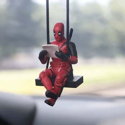 Foreign Trade Cross-Border Deadpool Car Pendant Wholesale Amazon Aliexpress Xiaojian Rearview Mirror (Car hanging) - reading-deadpool-sitting-on-a-board