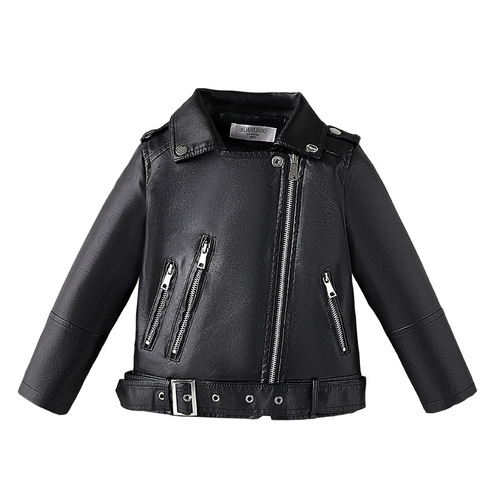 Girls' leather motorcycle jackets children's leather jackets 2024 spring and autumn new style Korean version for children and middle-aged children factory direct sales children's clothing