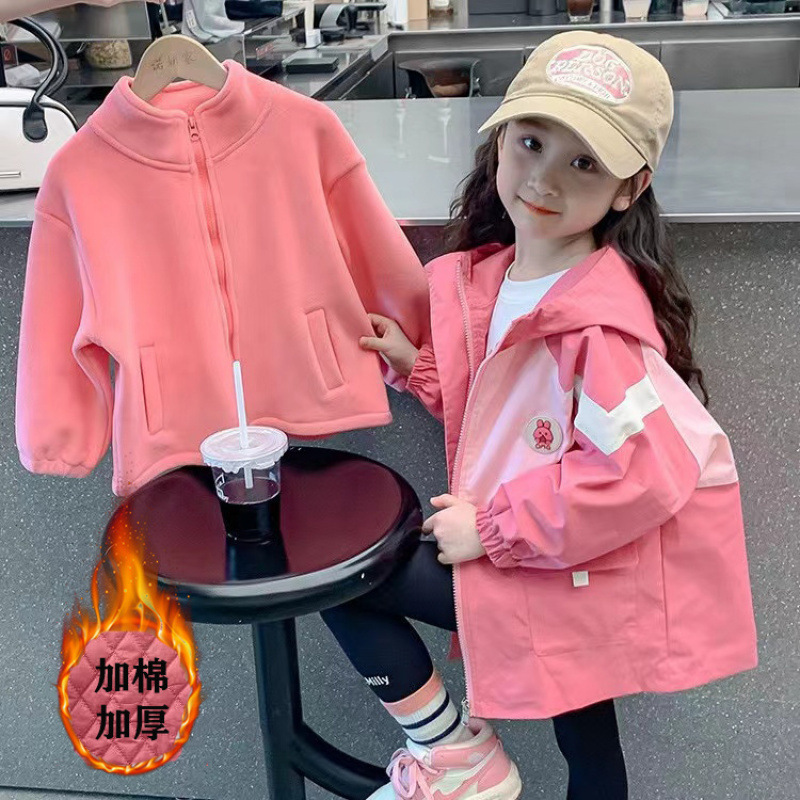 소녀 3 대 1 재킷 가을과 겨울 2024 새로운 서양식  소녀 면 두꺼운 어린이 겨울 스타일