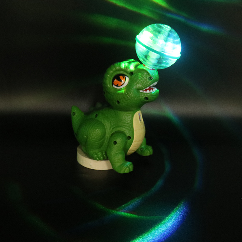 Tiktok mismo truco eléctrico giratoria bola superior Tyrannosaurus Rex colorido música simulación de luz dinosaurio juguete puesto