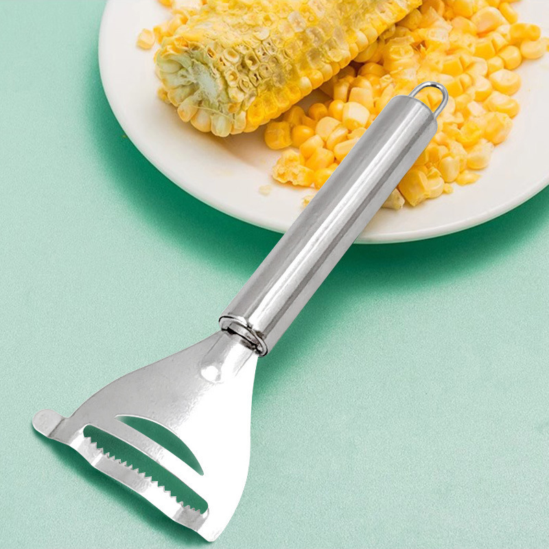 トウモロコシの皮むき器 トウモロコシ粒分離器 トウモロコシ剥離ナイフ キッチンツール ステンレス製トウモロコシ削り器|undefined