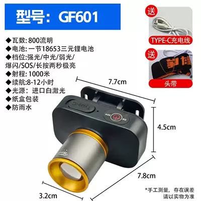 UV fənərlər Long Battery Life, Rechargeable, Ultra-Bright - 601-headlight-aluminum-alloy-head-zoom