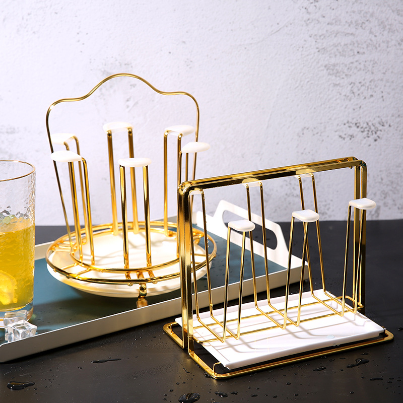 Factory Cup Rack Storage Rack Creative Home Living Room European-style Glass Tray for Water Cup Draining Round Cup Rack