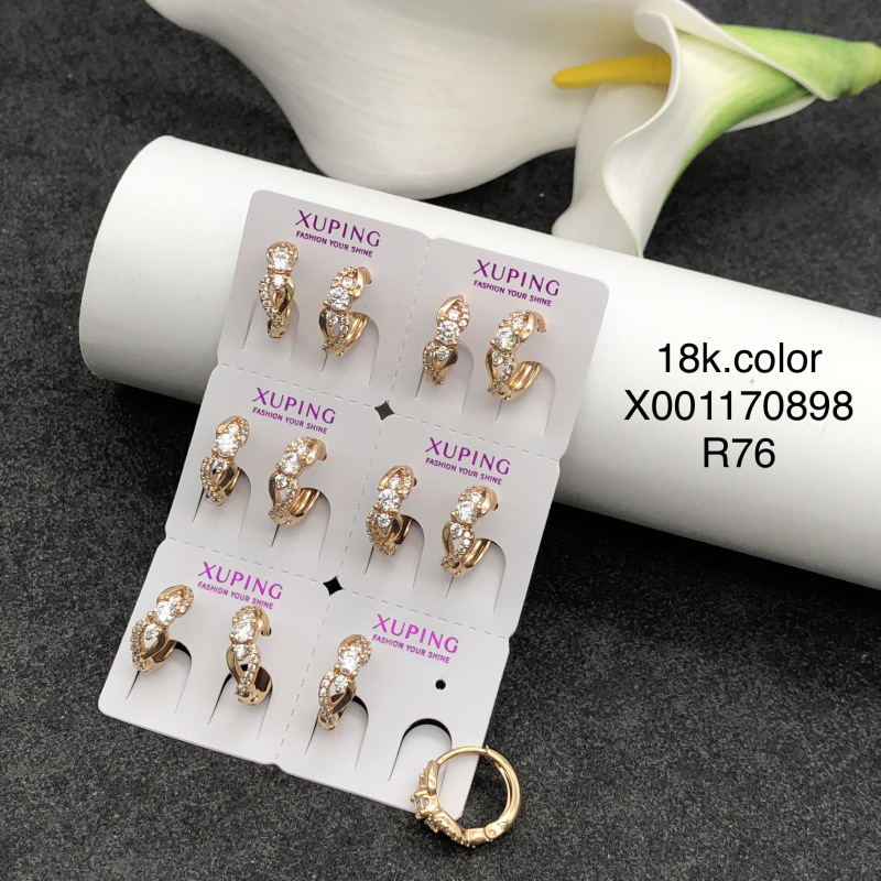Pendientes de Aro con Zirconia de Aleación de Cobre Bañado en Oro de 18K