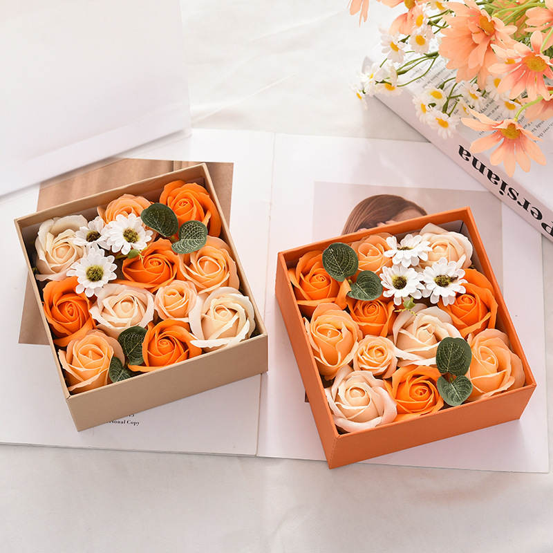 New Product Qixi Valentine's Day Everlasting Flower Gift Box Creative Window-Open Transparent Rose Box Soap Flower Gift Box