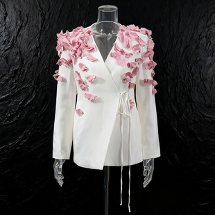 French Style Gentle Style Suit 2025 New Pink Stereo Flower Collage Slim Slim Small Suit Jacket