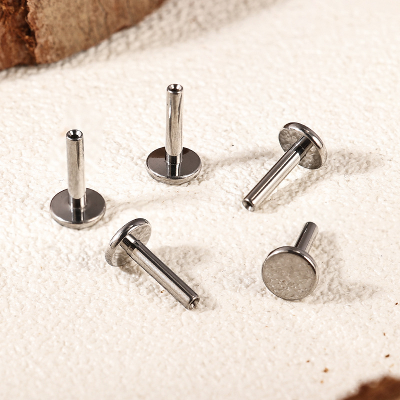 F136 Titanium Alloy Labret Stud Flat Bottom Rod Small Base G23 Titanium Body Piercing Lip Jewelry detail image 8