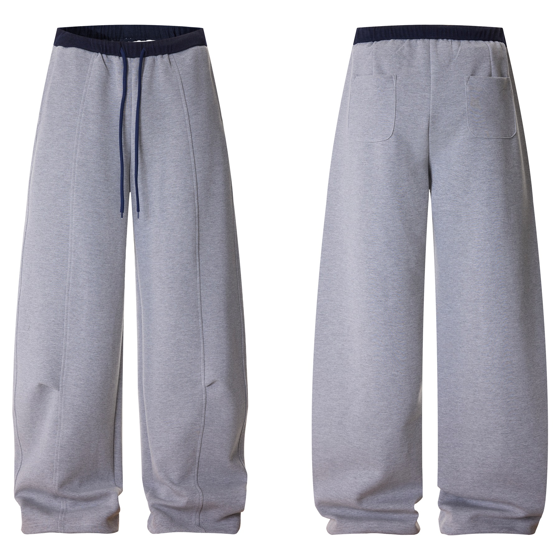 Joggers unisexes déstructurés – Pantalon de survêtement streetwear oversize avec ourlet biseauté et technologie anti-froissage (24 % coton, gris, S-XL)_voghion.com