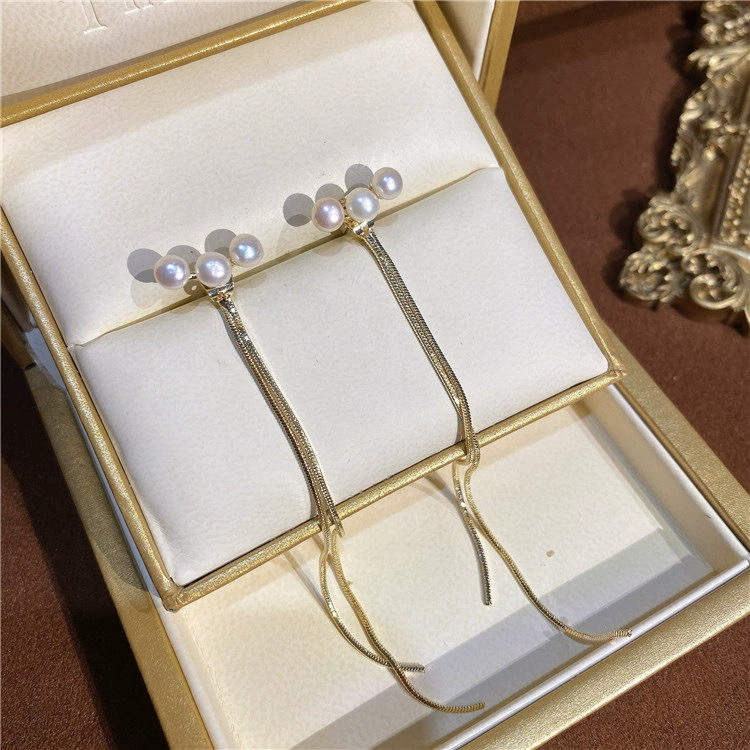 Серебряная игла, универсальные модные длинные серьги из жемчуга, серебро 925 пробы, интернет-знаменитость