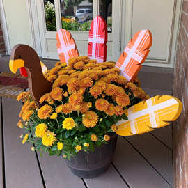 Turkey Planter Wooden Sticks 感恩节火鸡花盆装饰插件园艺装饰