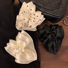 韩系新款洋气缎面多层褶皱香蕉夹竖夹巨显发量简约高级感发饰发夹