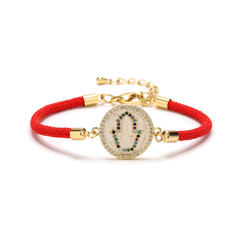 13g Weight Zircon Inlay Material Bracelets Classification Daily Occasion Copper Material Palm Pattern Women'S Gender Plating Design Fashion Style Fashion Palm Copper Bracelets Plating Zircon Copper Bracelets 3