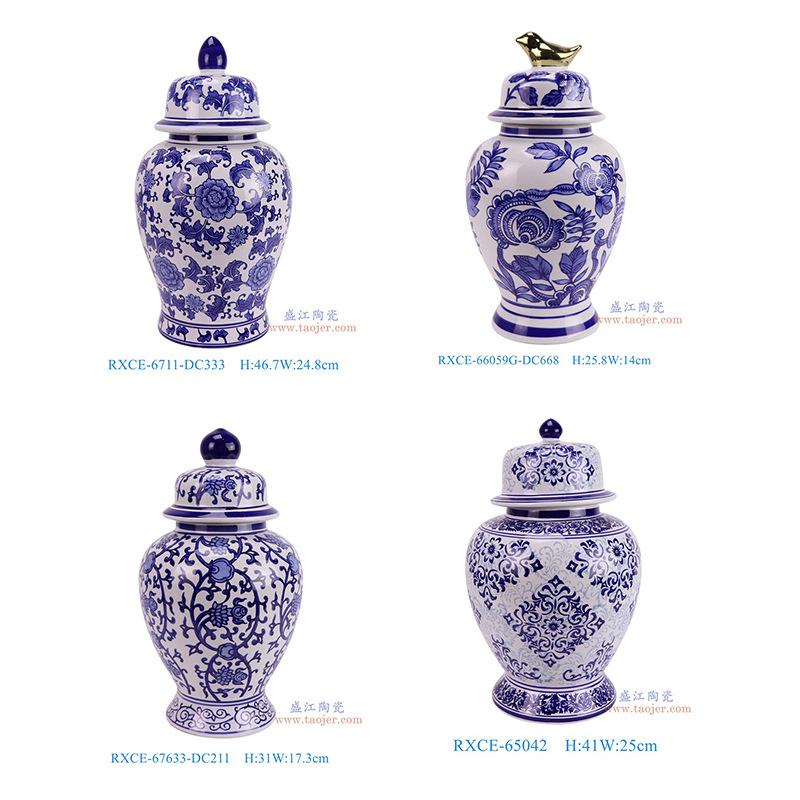 Blue and white porcelain flower bottle decoration ceramic flower and…