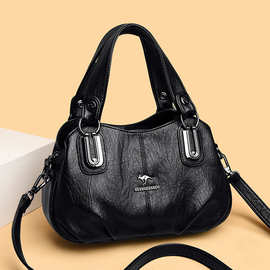 拼接手提包2025新款包包女大容量褶皱百搭女包单肩通勤包斜挎轻奢