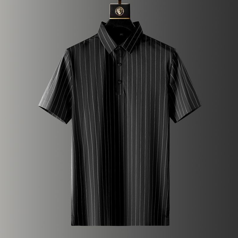 Men's Short Sleeve Casual Slim Suit Men's Summer Casual Short Sleeve Cropped Pants Thin Striped Two-Piece Suit Men's Clothing