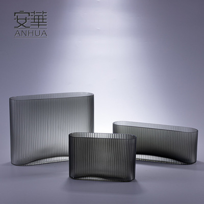 安华 轻奢玻璃花瓶简约插干花器ins装饰品创意摆件软装工艺品批发|ms