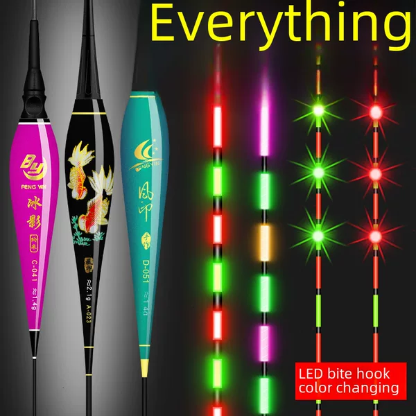 Bite hook color change luminous float super bright electronic float day and night dual-use LED hard tail electronic float night fishing float buoy
