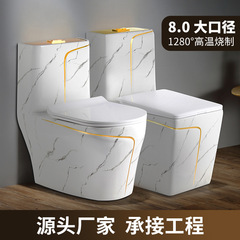 対外貿易クロスボーダー軽豪華大理石紋金線トイレ家庭用サイフォン大口径創意陶磁器便器