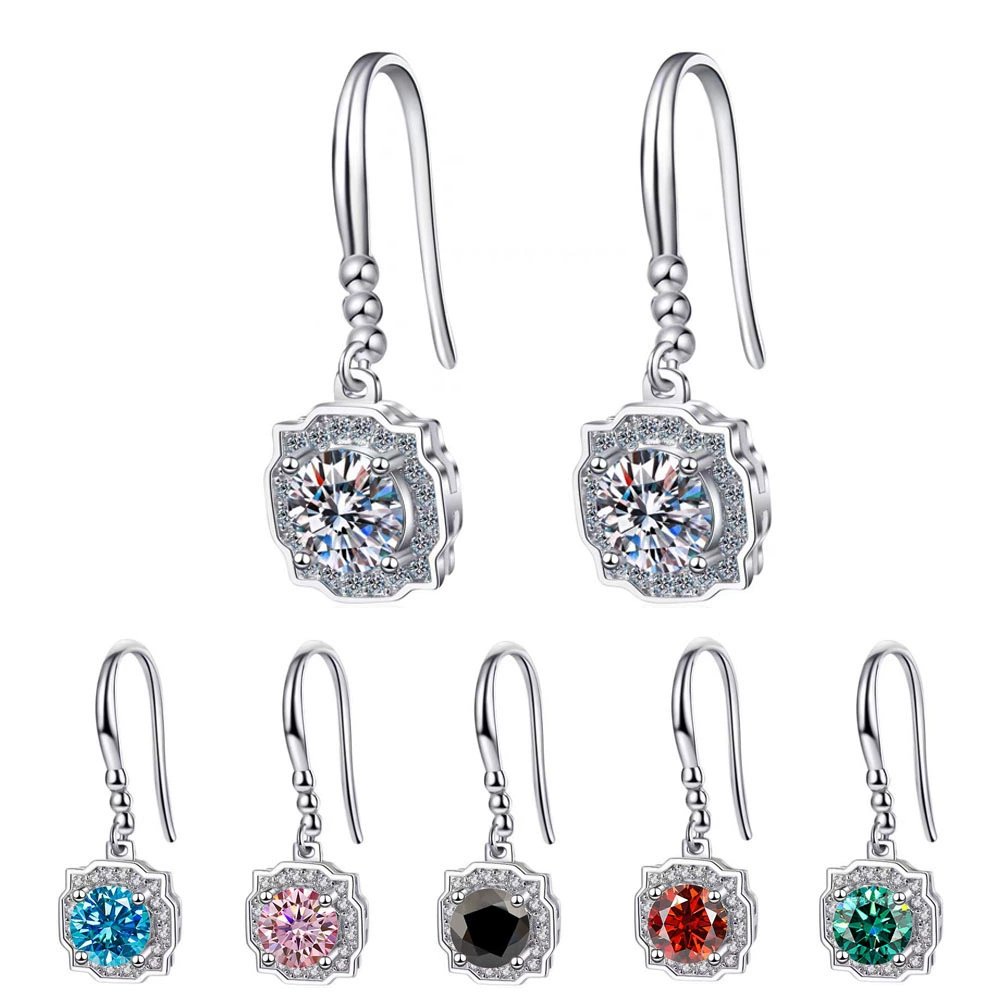 Серебряные серьги из стерлингового серебра 925 пробы с муассанитом для женщин, длинные, подарок лучшей подруге на День святого Валентина или день рождения, международно сертифицированный бриллиант