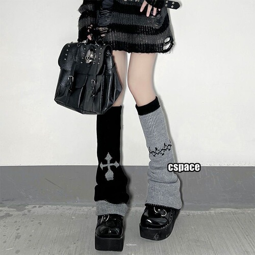 Japanese Lolita wide-leg socks set Cross Gothic style long-tube wide-leg socks set JKCos long-tube leg warmers