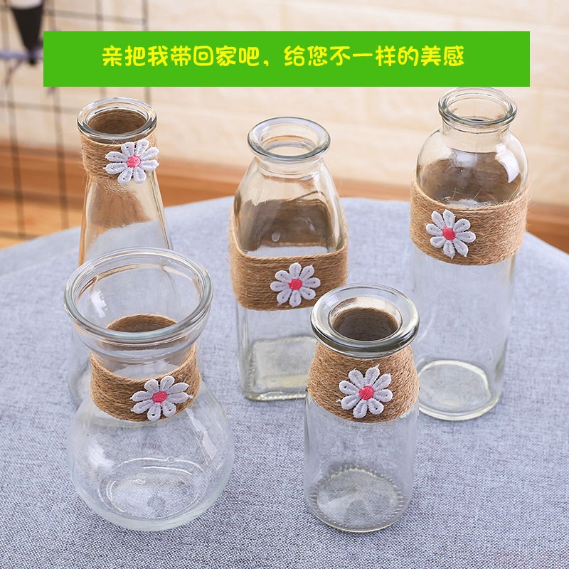 Transparent kindergarten handmade material glass vase Creative hemp…
