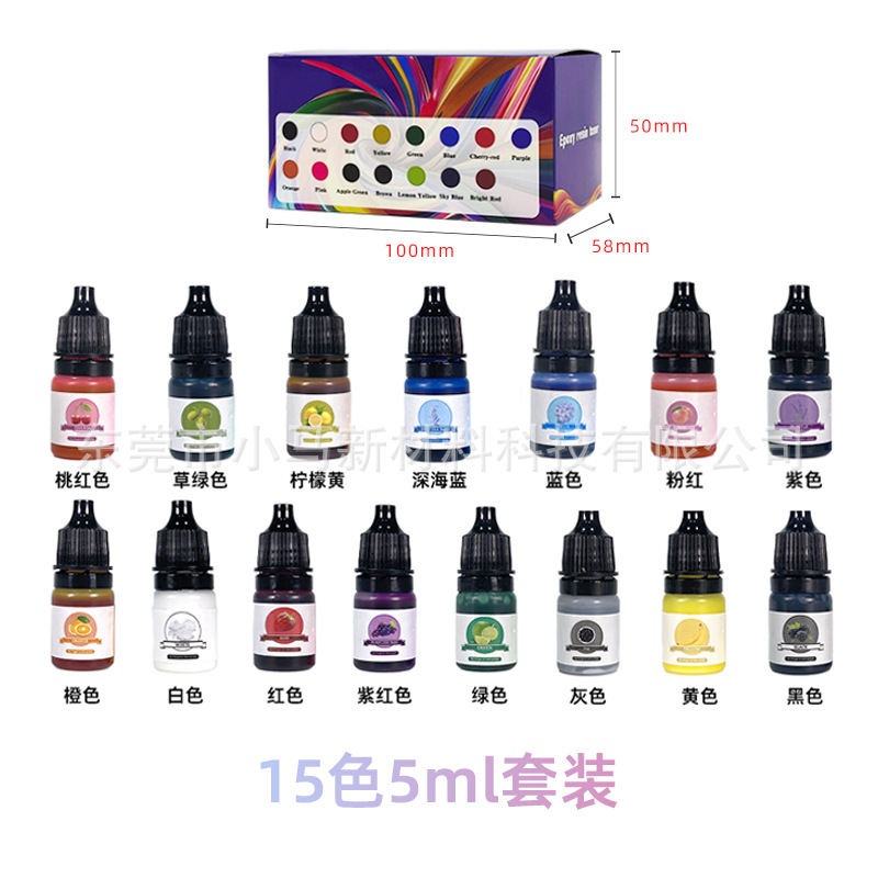 Pigmento Líquido para Resina Epoxi 24 Colores 5ml para Colorear Artesanías y Pegamento UV