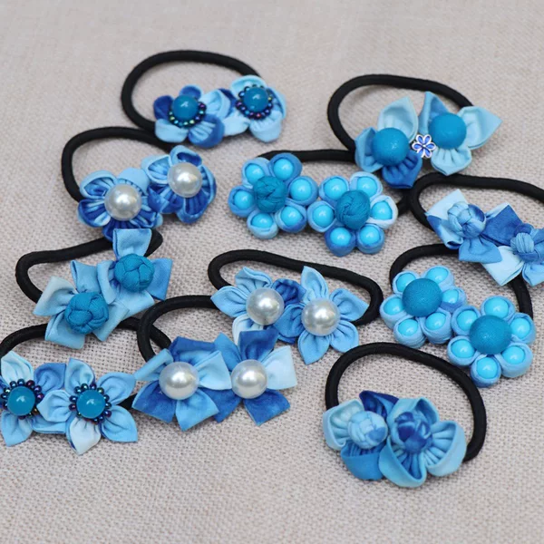 Yunnan Dali tie-dye fabric hair clips for girls, small floral hair ties, hair accessories, ethnic style souvenirs wholesale