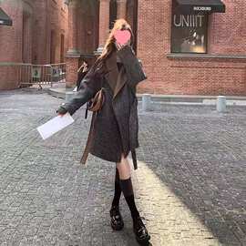 感黑色毛呢羊绒大衣女冬季新款宽松中长款羊毛呢子厚外套