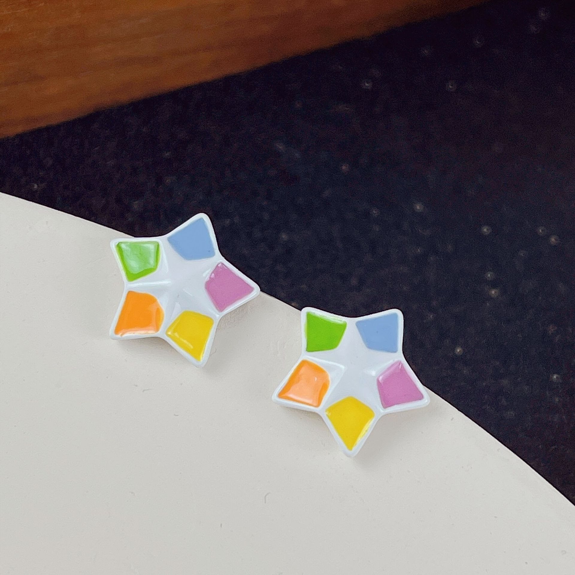 F7238 컬러풀한 오각별 귀걸이