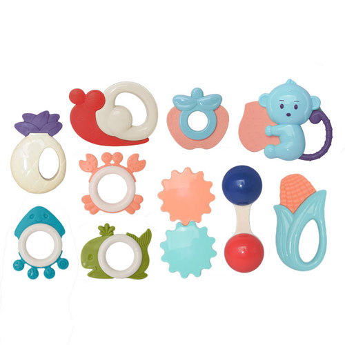 Baby Rattles 10-Piece Set Hand-Cranked Bell Gift Box Set Newborn Baby Toy Teether Rattle Gift Wholesale