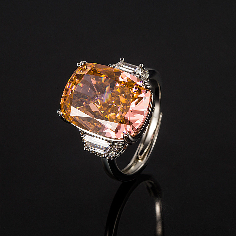 Copper Material Wholesale Jewelry Elegant Geometric Copper High Carbon Diamond Plating Adjustable Ring