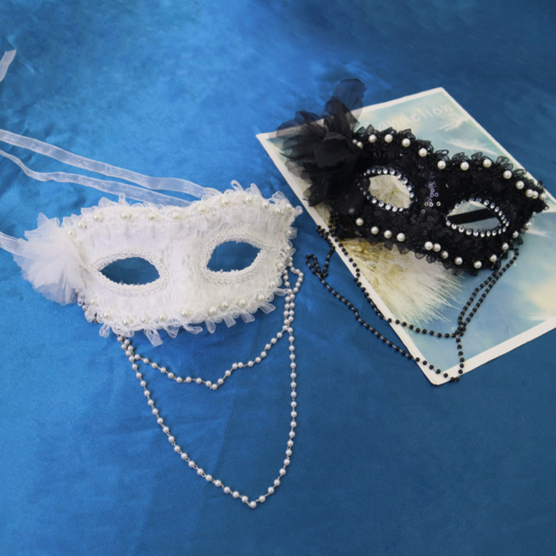 Ventas transfronterizas máscaras de flores laterales nuevas perlas mitad cara espectáculo de maquillaje de fiesta vestido sexy máscara de ojos de alto nivel