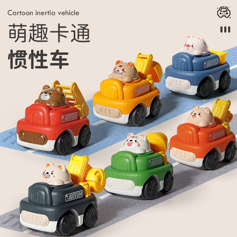 卸売ドロップシッピング楽しい漫画エンジニアリング車両掘削車落下耐性男の子と女の子子供シミュレーションおもちゃ慣性プレス車|undefined
