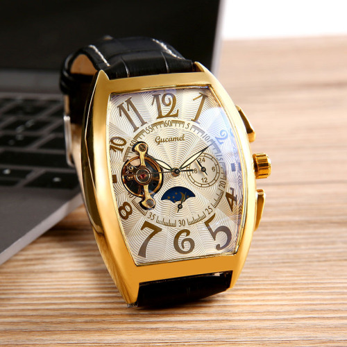 Mechanical watch, barrel type mechanical watch, men's watch, fully automatic tourbillon automatic mechanical watch, cross-border wholesale
