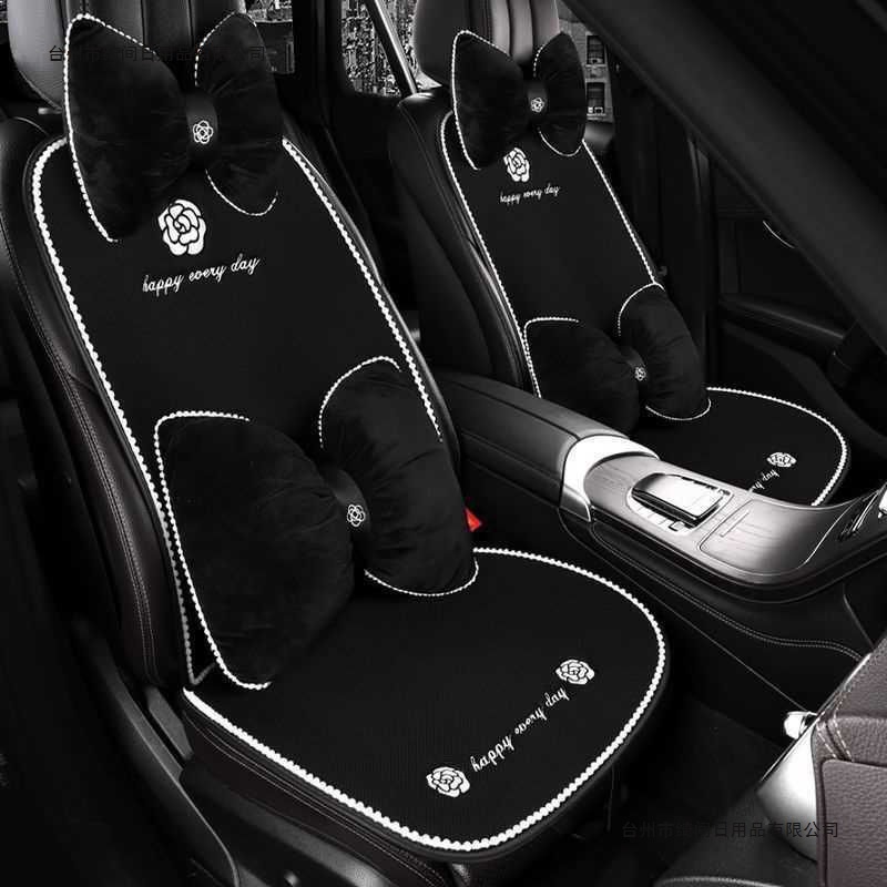 汽车坐垫四季通用山茶花轻奢女神风连体全套豪华坐垫高级车内装饰