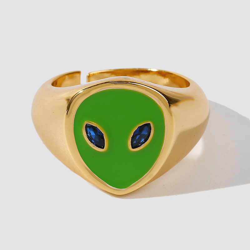 Fashion Alien Copper Enamel Rings 1 Piece