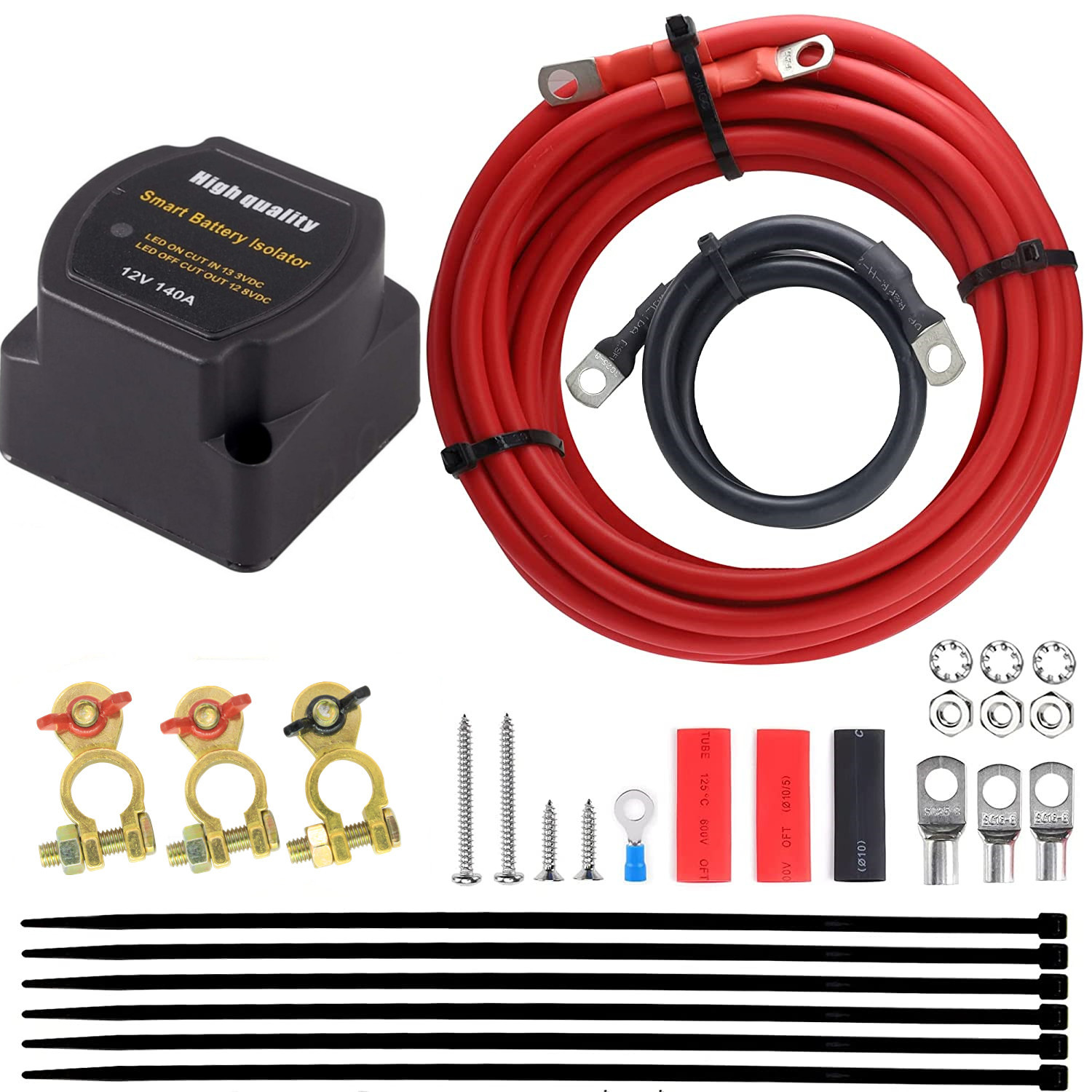 Doble batería aislador kit 12V140A voltaje sensible relé completo Cargador automático de doble batería