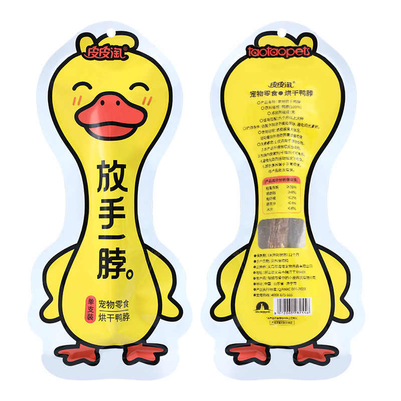 Aperitivos para mascotas Cuello de pato secado al aire Paquete único Piel de cuero molar Dejar ir un cuello Cuello de pato crujiente Productos para mascotas